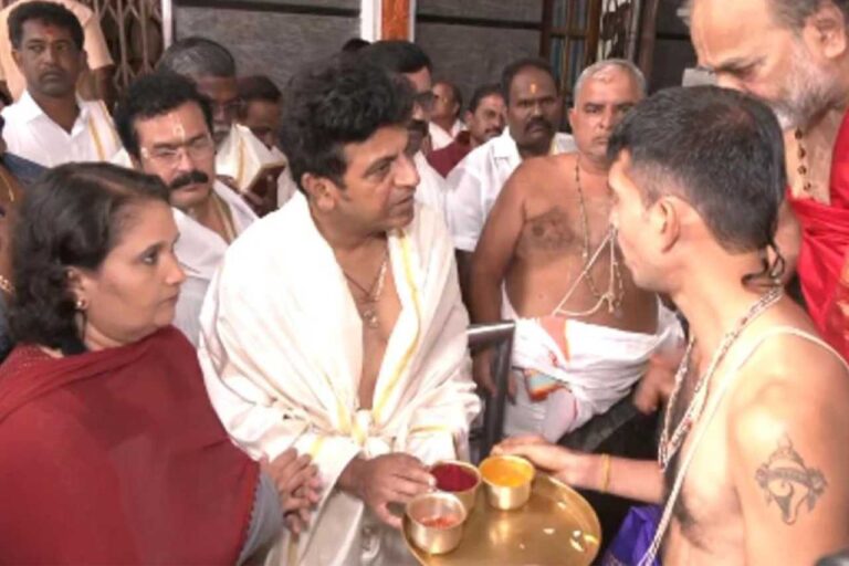 ನಟ ಶಿವರಾಜ್ ಕುಮಾರ್ ರಾಯರ ದರ್ಶನಕ್ಕೆ ಮಂತ್ರಾಲಯ ಭೇಟಿ