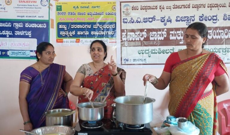 ಸಾಗರದಲ್ಲಿ ಸ್ವಸಹಾಯ ಸಂಘದ ಮಹಿಳೆಯರಿಗೆ ಪೈನಾಪಲ್ ಉತ್ಪನ್ನ ತಯಾರಿಕೆ ತರಬೇತಿ