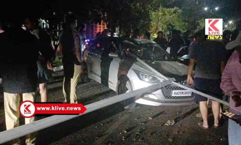 ನಿಯಂತ್ರಣ ತಪ್ಪಿದ ಕಾರು: ರಸ್ತೆ ವಿಭಾಜಕಕ್ಕೆ ಡಿಕ್ಕಿ, ಈರ್ವರಿಗೆ ಗಂಭೀರ ಗಾಯ